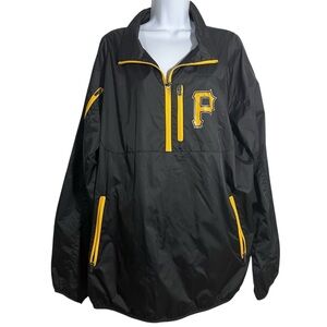 Pittsburg Pirates Black Yellow Pullover Jacket Size XL MLB Baseball Windbreaker
